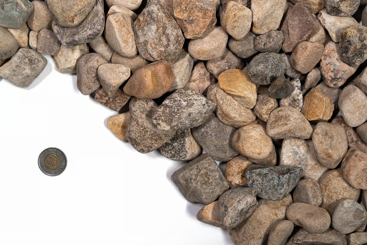 Colourful Alberta Rainbow Rock stones (20–40 mm) used as decorative landscape rock in Calgary and Edmonton